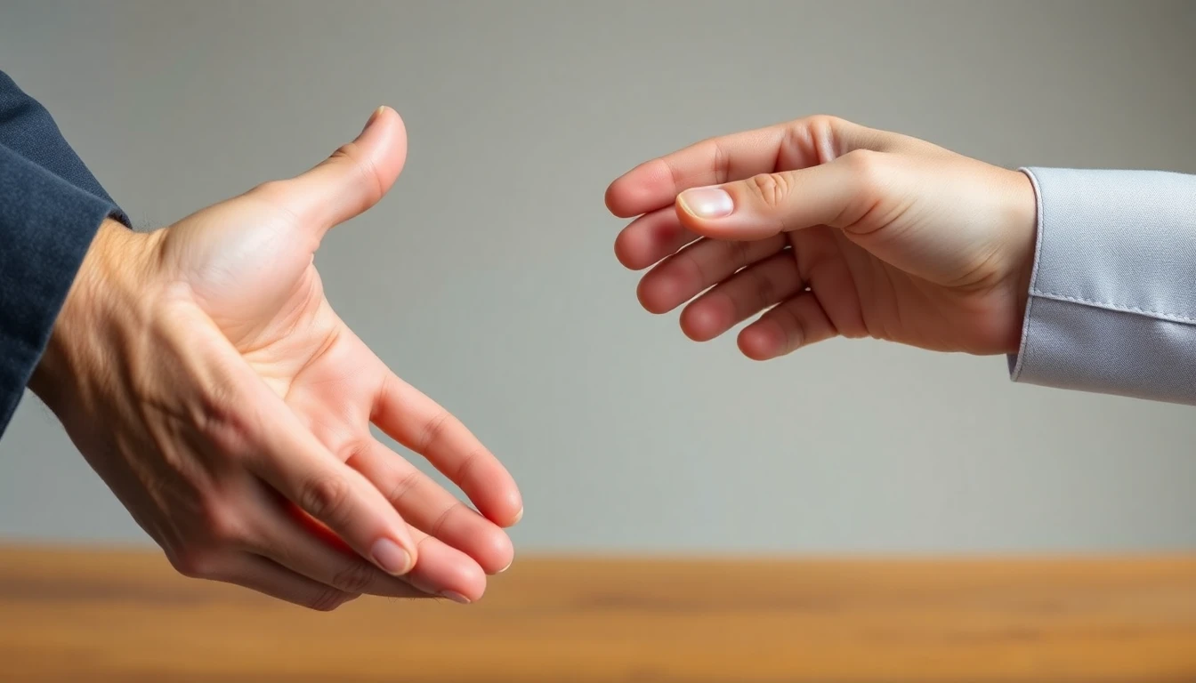 Zwei Hände reichen sich gegenseitig als Symbol für Hilfe und Unterstützung